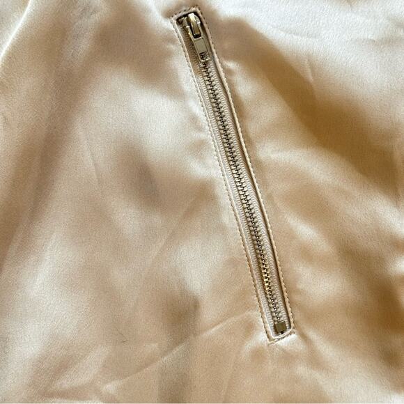 J.O.A. satin looking taupe champagne long lightweight zippered jacket sz M
 b14 - Picture 7 of 8